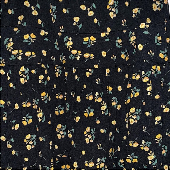 WOMENS BLACK FLORAL MIDI DRESS SPRING SUMMER - Picture 4 of 5